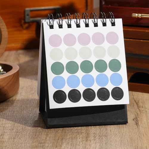 Mini Desk Calendar 2025-2026- Small Desktop Calendar Now to Dec 2026 Mini Daily Schedule Thick Paper Twin-Wire Binding with Stickers for Home Office School (Black-white)
