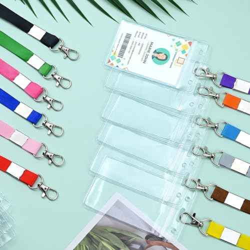 12 Pack Cruise Lanyard with ID Card Holder Colorful Lanyard with Waterproof ID Badge Holder (12 Colors)