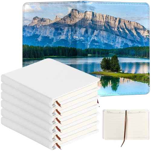 Lnrueg 6 Pcs A5 Sublimation Notebook Blank Journal 100 Pages - Hardcover PU Notebooks for Note Taking Plan Making Diary Writing - School Office Supplies¡¦