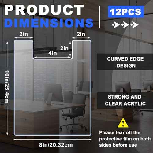 8'' x 10'' Clear Acrylic Literature Shield for 8. 5'' x 11'' Brochure Magazine Holders Clear Brochure Holders Shield to Keep Papers from Falling Forward for Marketing Store Shopping Office(12 Pcs)