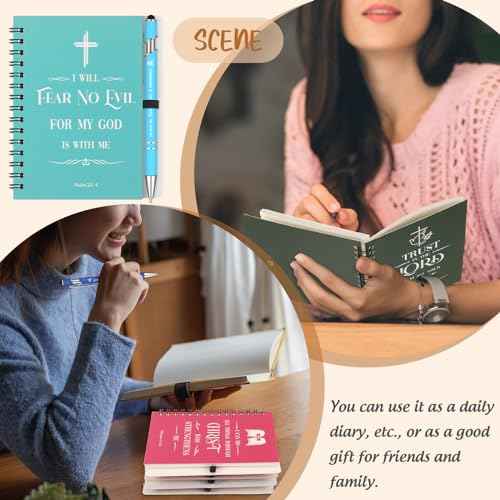 Glenmal 30 Sets Christian Gift Bulk Spiral Bible Notebooks for Note Taking Verse Bible Pens Inspirational Scripture Prayer Christian Study Journals Women Men Religious Gifts for Church