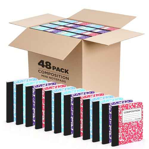 Manaloom Mini Composition Notebooks, Small Pocket Sized Notebook for Students, College Office, Journal Notebooks, 4 Colors - 4.5" x 3.25" - 80 Sheets/Book - (Bulk - 48 Pack)