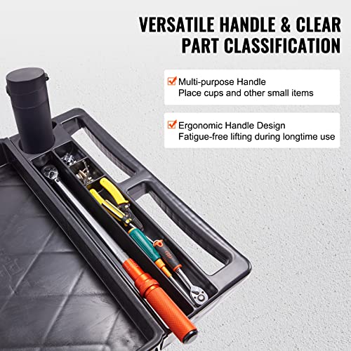VEVOR 550 Lb Capacity Utility Service Cart, 2-Shelf Plastic Rolling Cart 25.59"D x 45.67"W x 33.46"H