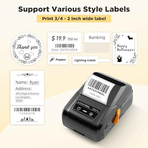 SUPVAN T50M Pro Bluetooth Label Maker Machine with 3 Tapes, Wide Waterproof Label, Versatile App with 40 Fonts and 650+ Icons, Inkless Labeler for Home, Kitchen, School, Office Organization, Black
