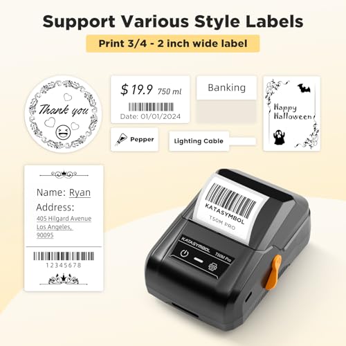 SUPVAN T50M Pro Bluetooth Label Maker with Tape, Black – Includes 1 Tape for Home & Business