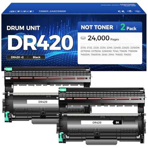 DR420 Drum Unit (Not Toner) 2-Pack Replacement for Brother DR-420 Imaging Drum Compatible HL-2270DW HL-2280DW HL-2230 MFC-7360N MFC-7860DW DCP-7065DN Intellifax 2840 2940 MFC-7240 HL-2240D Printer Ink