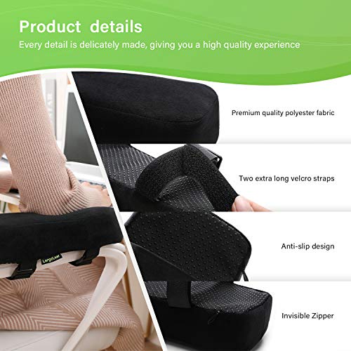 LargeLeaf Extra Thick 2-Inch Memory Foam Armrest Pads (Pack of 2) Black / X-Large