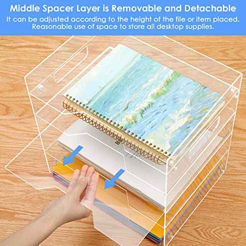 MaxGear 5-Tier Acrylic Paper Tray, Clear Desk Organizer, Stackable File Trays for Office, Acrylic Letter Tray, Paper Organizer for Desk, Office Accessories