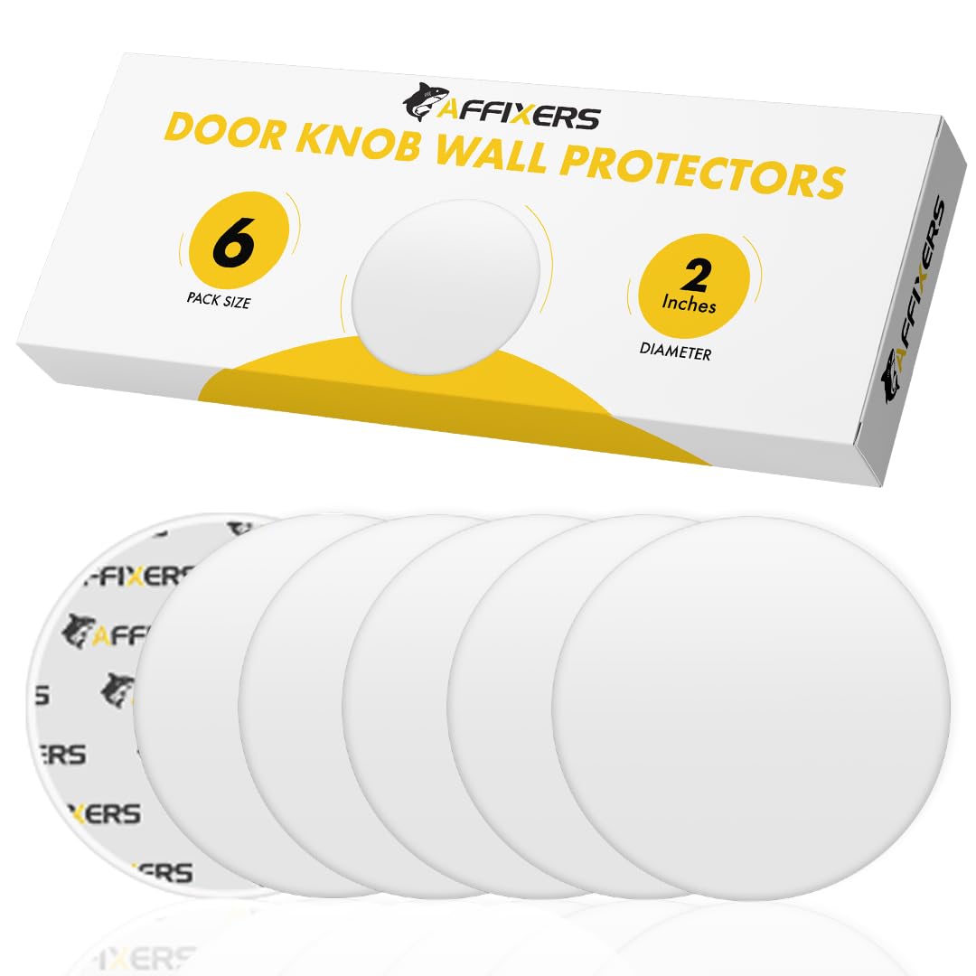 AFFIXERS Door Stoppers for Wall – Clean and Dry Surface Required for Strong Adhesive, Sound Dampener Door Knob Wall Protector, Silicone Door Stop Bumpers Guard for Walls (6, Medium -2")