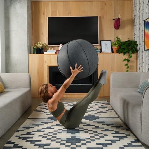 LifeSpan Fitness 25 Inch Anti-Slip Felt Yoga Ball Chair with Handle & Back Support
