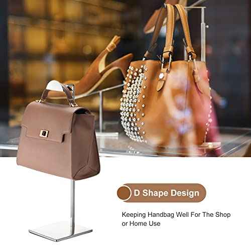 uxcell Purse Display Stand Set 2 Pack Metal Adjustable Height Handbag Rack Single Hook Holder for Boutique Store - Silver