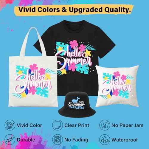 TECKWRAP Printable Heat Transfer Paper for T-Shirts 30 Sheets, 8.3" X 11.7" Printable Heat Transfer Vinyl for Inkjet Printer, Iron on Transfer Paper for Light and Dark Fabric (Matte)