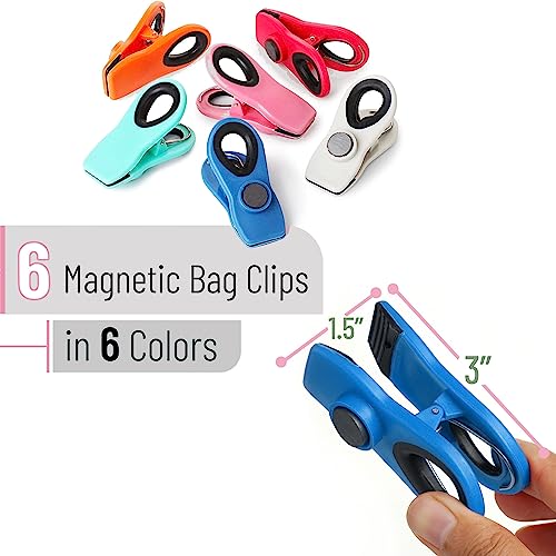 Mr. Pen Magnetic Chip Clips, 6-Pack, 3" with Airtight Seal – Vibrant Colors