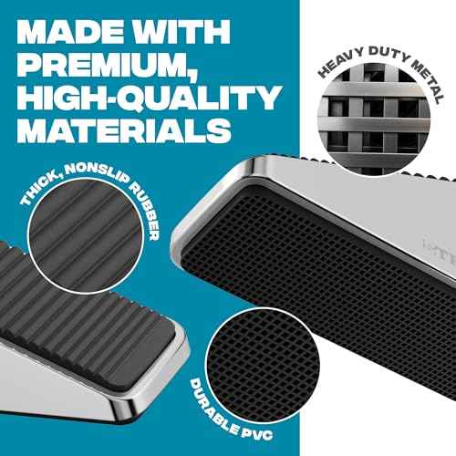 Strongest Home 2-Pack XL Heavy Duty Door Stoppers for Bottom of Door - Durable Door Stop Wedge with Superior Grip, X-Large Rubber Door Stopper Wedge for Large Gaps & Any Surface, 5-Inch Long, Chrome