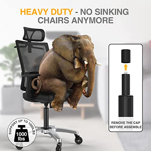 HOSALI 5.5'' Heavy-Duty Gas Lift Chair Cylinder Replacement – Universal 2''(50mm) Stroke, Black 5.5in