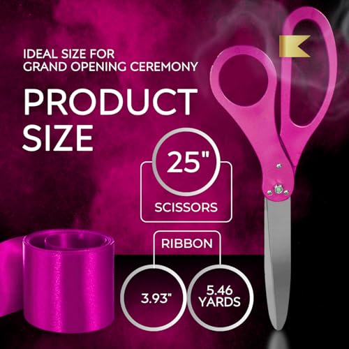 Ribbon Cutting Ceremony Kit ? Pink Large Grand Opening Ribbon Cutting Ceremony Scissors 25'' and Pink Satin Ribbon for Grand Openings Ceremonies Special Events & Inaugurations