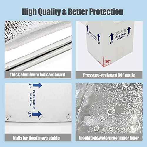 7x6x10¡° Small Insulated Shipping Boxes for Frozen Food, 8 Pack Double Insulated Carton with Aluminum Foil Insulated Bag Liner, Reusable Perishable Shipper Cooler Packaging Box