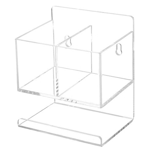 MyGift Modern Clear Premium Acrylic Dry Erase Marker Holder Rack with 3 Compartments for Markers Pens, Eraser, and Spray Bottle, Office Supplies and Accessories Organizer