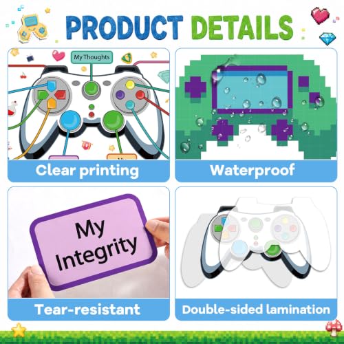OBUSATT Video Game Bulletin Board Set Back to School Classroom Decorations - Growth Mindset & Mental Health Cutouts
