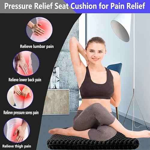 Plus Size Gel Seat Cushion for Long Sitting, Extra Large and Thick, Seat Cushion for Back, Sciatica, Hip, Tailbone Pain Relief, Used for The Office, Wheelchair, Car, Truck, Recliner, Stadium. (Black)