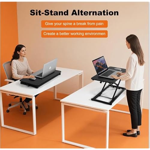 Adjustable Height Standing Desk Converter for Small Space Home Office, Keyboard Riser for Stand Up Desk Riser,Computer Keyboard Stand for Desktop Black Size 23.6 Inch