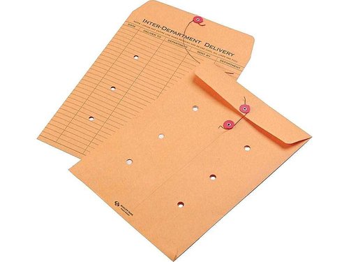 Quality Park 1-Side Print Inter-Department Envelopes, String-Tie, Brown Kraft, 9 x 12, 100 per Carton, (63462)