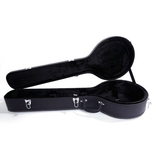 Ktaxon Banjo Hard Case with Micro Groove Pattern Leather, Wooden Banjo Cases Made of PVC, for 5/6 String Full Size Resonant Banjo-Black