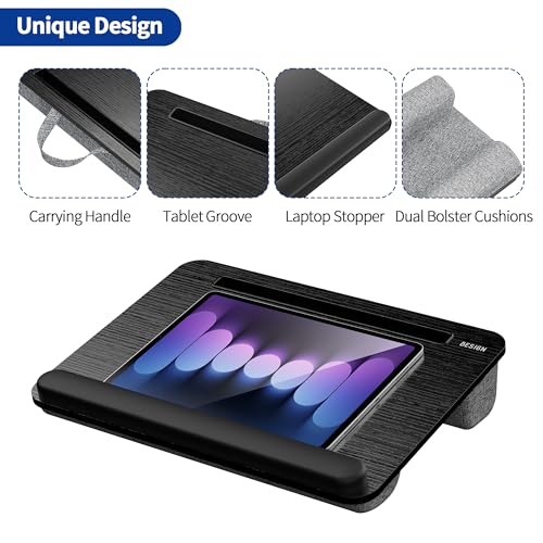 BESIGN LT08 Portable Laptop Stand with Cushion - Fits 10-14 Inch, Black & Gray