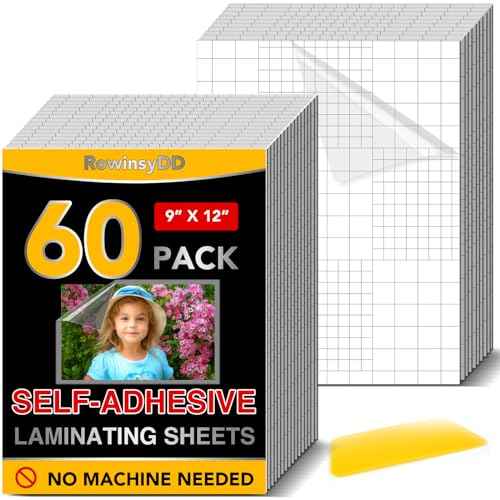 60 PCS Self-Adhesive Laminating Sheets, 9 x 12 Inches Self Adhesive Contact Paper, No Heat No Machine Needed Self Sealing Laminate Sheets