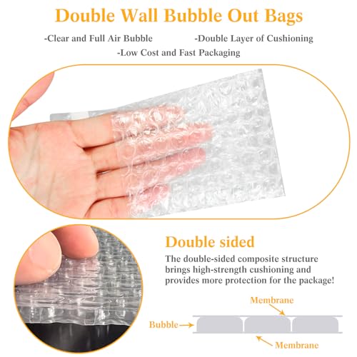 PerKoop Double Bubble Pouches 3.15 x 4 Inch, 200 Pack - Transparent Shipping Bags with Self-Adhesive Seal