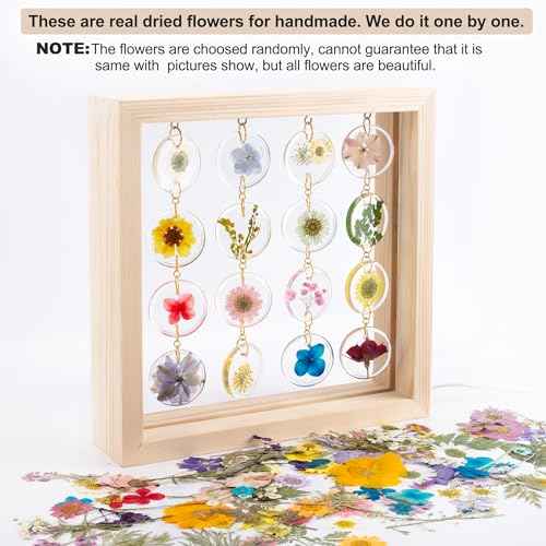 SMUK Handmade Dried Flower LED Desk Lamp, 3 Way Dimmable Cute Pressed Flower Bedside Lamp with Wooden Frame for Desk, Table, Bedroom, Living Room, Office, Aesthetic Cute Table Lamp