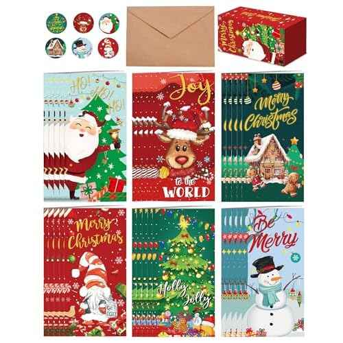 30 Pack Christmas Money Holders for Cash Gift Set,Christmas Money Cards with Envelopes,Cash Gift Card Holders,6 Design