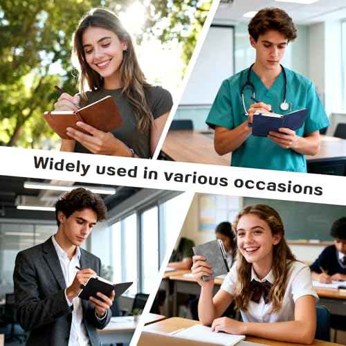 24 Pack Pocket Notebook with Pen Small Journal Notebook for Note Taking A7 Mini Notebook for Writing 200 Pages Leather Journal for Men Women Office School Nurse4.33'' X2.95",Black, Brown, Blue,Grey