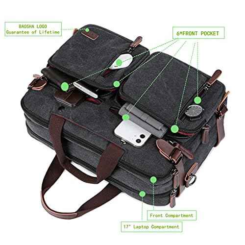 Baosha Convertible Briefcase Backpack 17 Inch Laptop Bag Case Business Briefcase HB-22