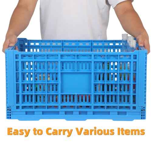 Collapsible Milk Crates, 72L Stackable Storage Crates, Plastic Heavy Duty Crate Basket, Folding Storage Containers for Organizing, Grocery, Office & Camping (23.6 "L ¡¿ 15.7" W ¡¿ 11.82 "H)