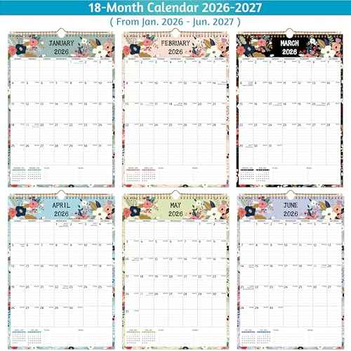 Wall Calendar 2026-2027 ? Jan.2026 - Jun.2027, Calendar 2026-2027 Wall, 18 Monthly Calendar, 12 x 17 In, 2026 Calendar with Large Blocks, Thick Paper, Holidays, To-do £¦ Notes, Great for Organizing