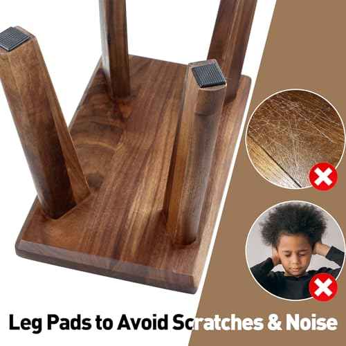 Wooden Step Stool Walnut Wood Portable Foot Stool Assembled for Adult in Kitchen Garden Living Room Bathroom Classroom Easy Use (1, Large)