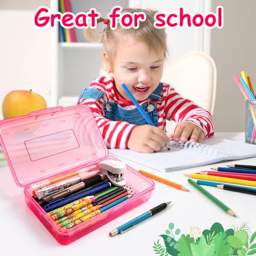 Lxzyu Rose Pink Large Capacity Plastic Pencil Box - School & Office Organizer