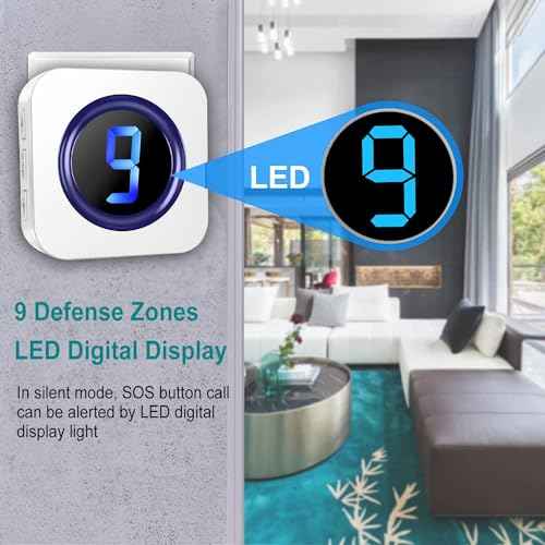 Wireless Caregiver Pager Call Button Nurse Call System 900Ft with LED Number Display for Elderly/Patient/Disabled at Home/Hospital/Clinic doorbell(2 SOS Waterproof Call Button & 2 Receiver)