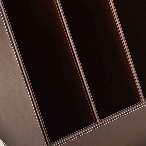 Vertical Style,Leather Magazine Holder Office Desk Organizer File Document Tray Box Bookends Book Stand (Coffee (3 slot))