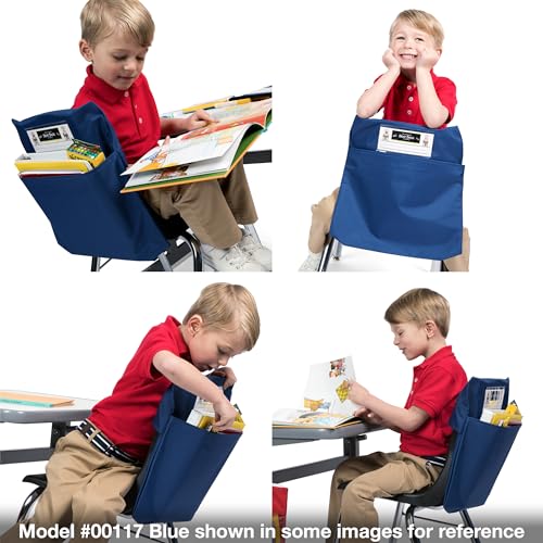 Seat Sack Medium Chair Storage Pocket - 15 Inches Black - Organizer for Classroom Chairs, Durable and Spacious, Storage and Organization