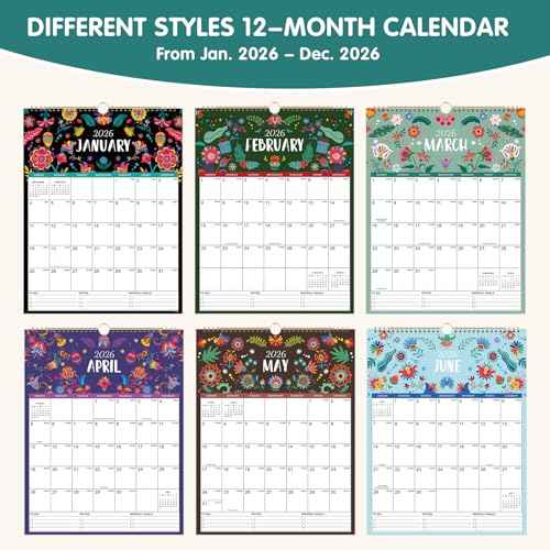 2026 Calendar - JAN 2026 - DEC 2026, Wall Calendar, 12 Monthly, Calendar 2026, 14.6" x 11.4", Wall Calendar 2026 with Twin-Wire Binding + Hanging Hook + Julian Dates, Calendar for Organizing