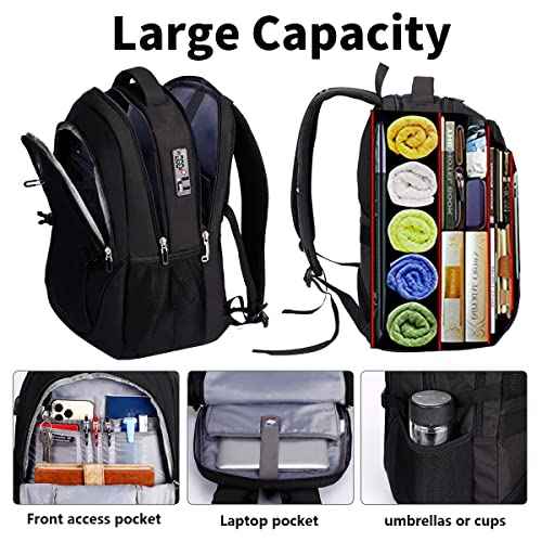 SHRRADOO Anti Theft Laptop Backpack Travel Backpacks with usb Charging Port for Women Men High School College Backpack Computer Bag Fits 17 Inch Laptop,Grey
