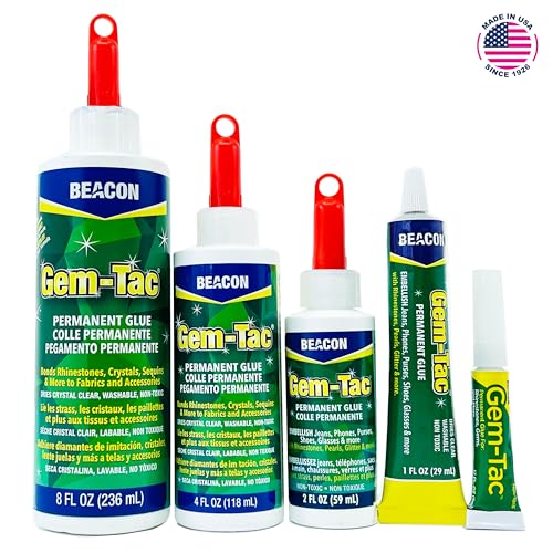 Beacon Gem-Tac Permanent Rhinestone Glue 2 oz – Clear Drying Adhesive