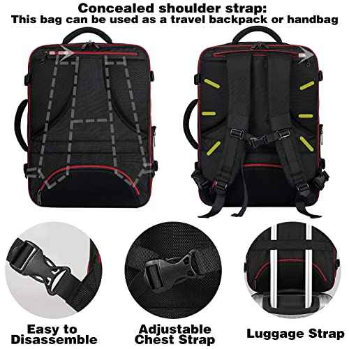 Mogplof Carry on Backpack for Men, 19.5"x14"x6" Expandable Travel Backpack Flight Approved, Extra Large Backpack Suitcase, Water Resistant Luggage Backpack Fit for 17 17.3 Inch Laptop, Black