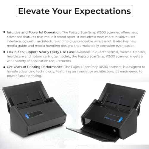 Fujitsu IX500 Scansnap Receipt Scanner - 1 Year Warranty, USB High Speed Cloud Enabled Document & Photo Scanner for Mac & PC - ADF with Duplex Scanning w/ 16V, USB 3.0 Cable, Cloth (Renewed)