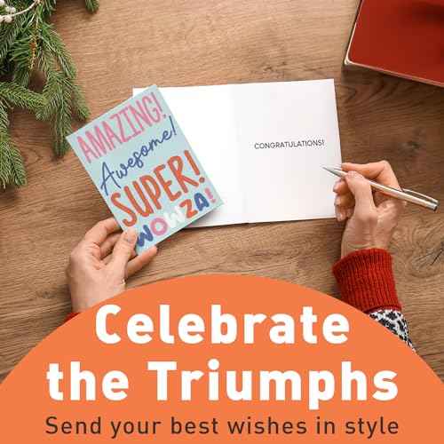 Sweetzer & Orange S&O Fun Congratulations Cards with Envelopes - Pack of 24 Colorful Encouragement Notes with covers - Appreciation, Recognition Cards for Coworkers - Boxed Compliment notes-