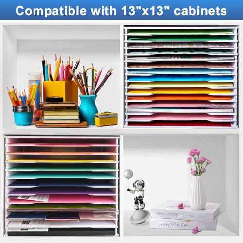 12x12 Scrapbook Paper Organizer Storage,12 Tier Desk File Organizer with Adjustable Shelves,Desktop 12 Slots File Sorter Storage Wide Document Holder Cabinets Letter Mail Tray for Home SchoolOffice