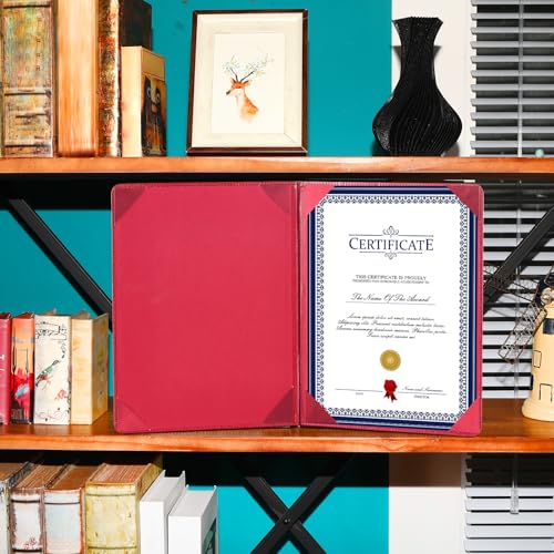 Tenare 10 Pcs Leather Certificate Holder 8.5 x 11 Inch PU Black Red Blue Purple Phd Bachelor Master Diploma Cover Professional Award Folder for Official Graduation Competition Contest Charity (Red)