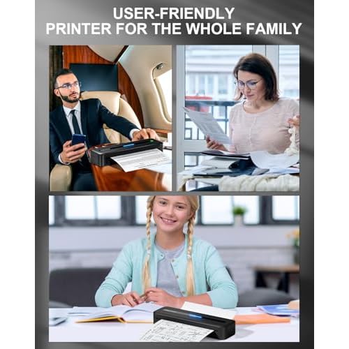 COLORWING Portable Printers Wireless for Travel, 300DPI Mini Compact Inkless Printer, Thermal Bluetooth Printer Compatible with Android and iOS Smartphone & Tablet & Laptop - Black